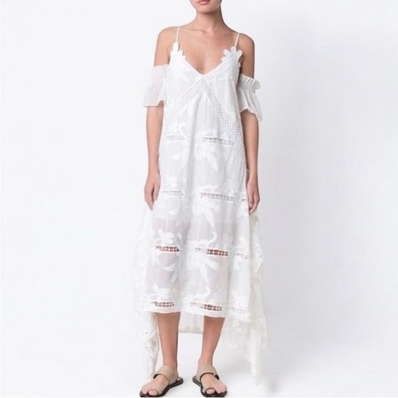 NWT Self-Portrait White Embroidered Dress. Sz 6 - Picture 3 of 11
